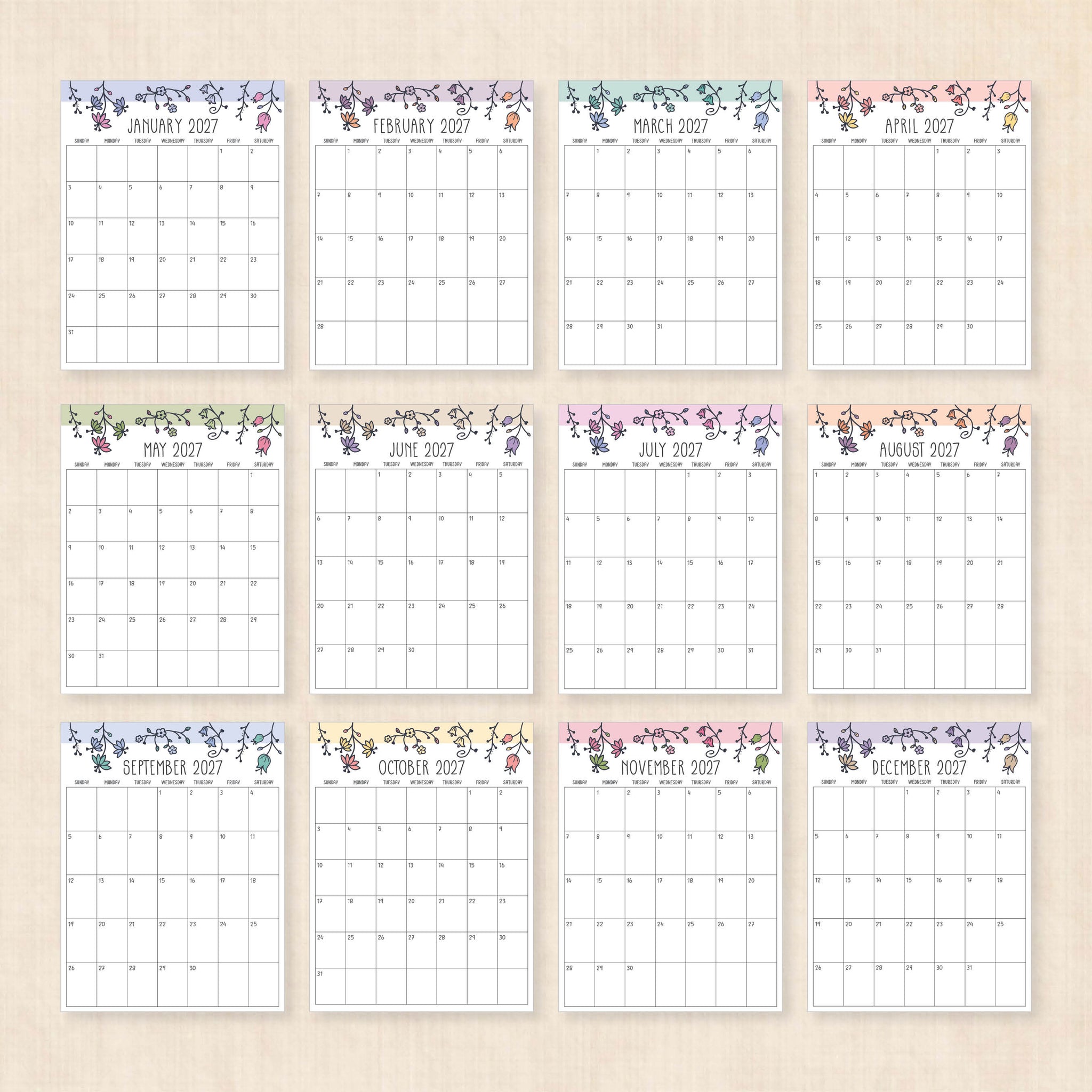 printable 2027 calendar