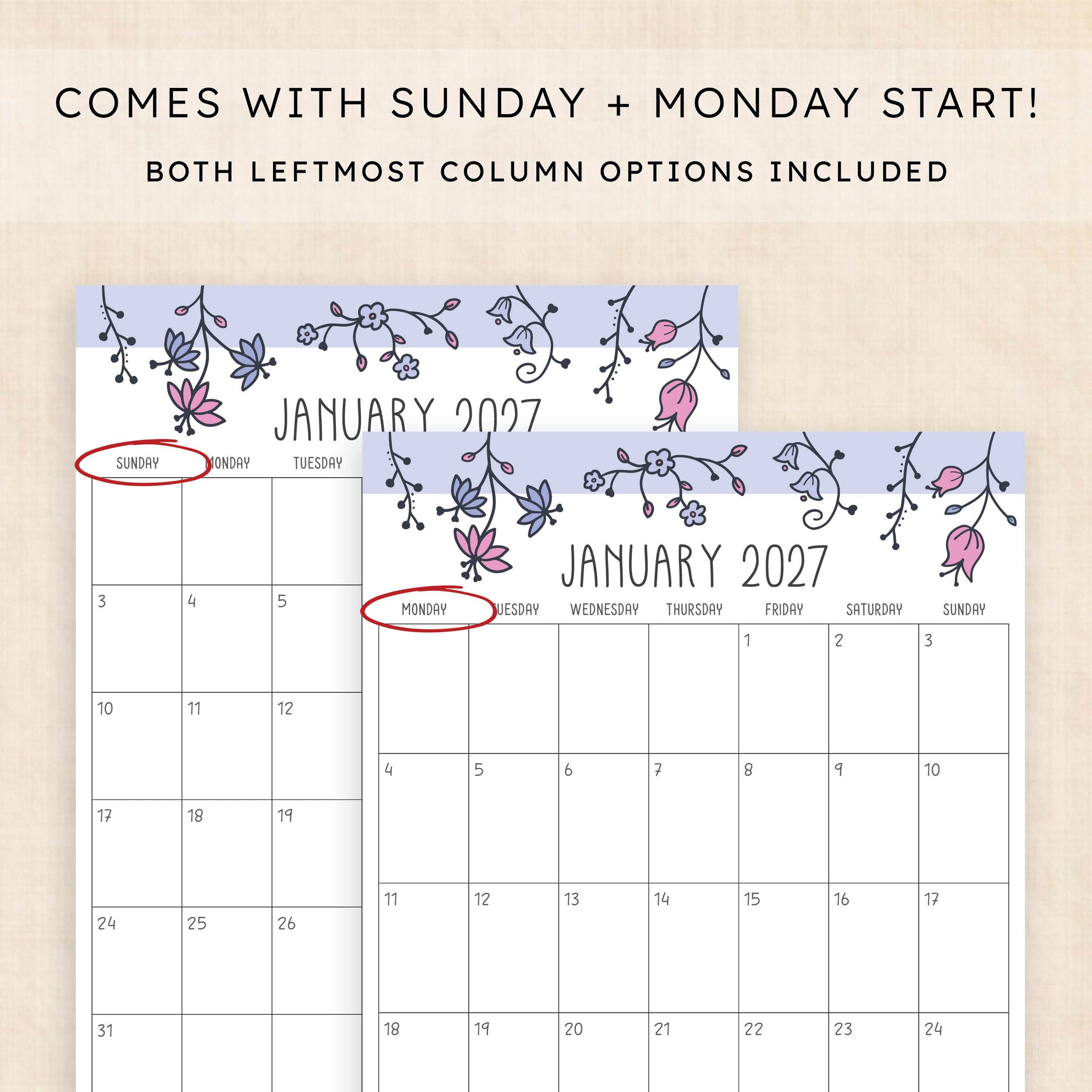 printable 2027 calendar