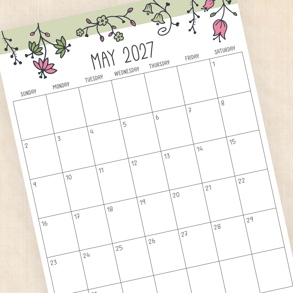 printable 2027 calendar
