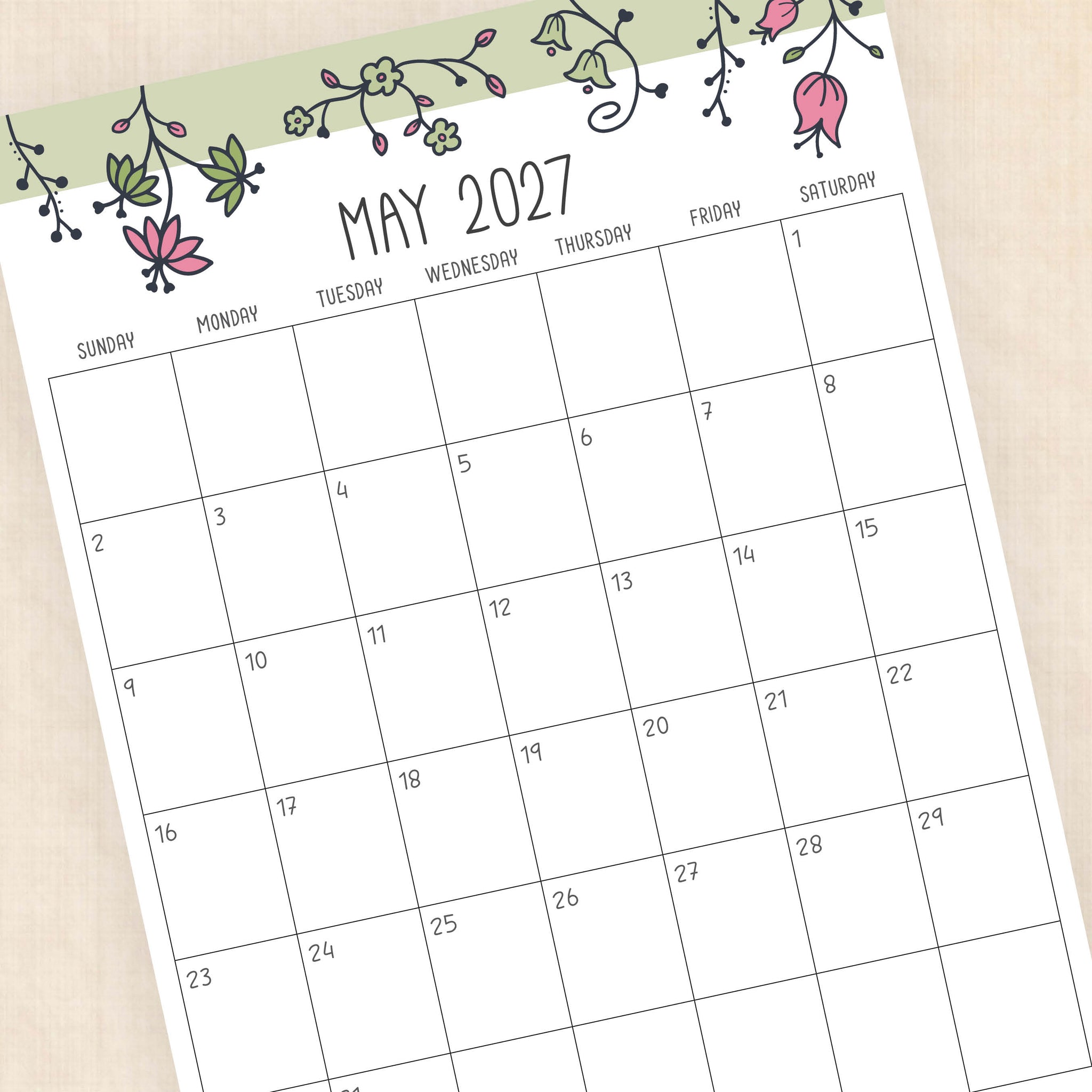 printable 2027 calendar