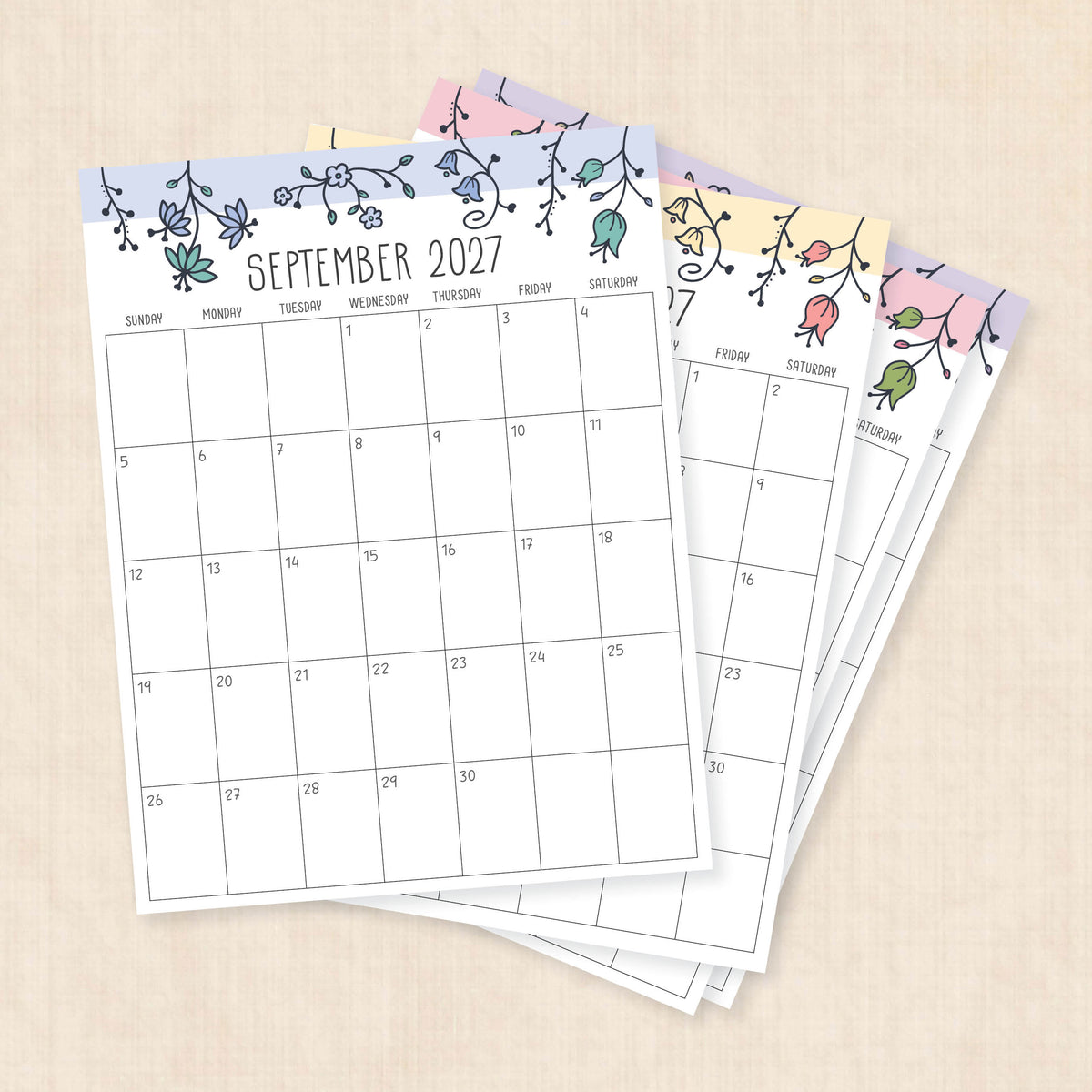 printable 2027 calendar