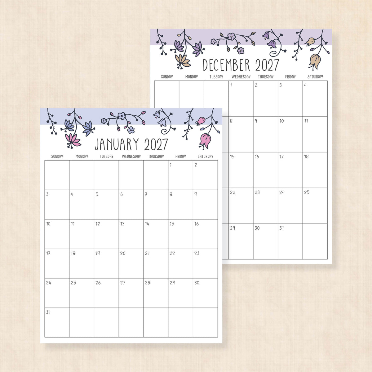 printable 2027 calendar