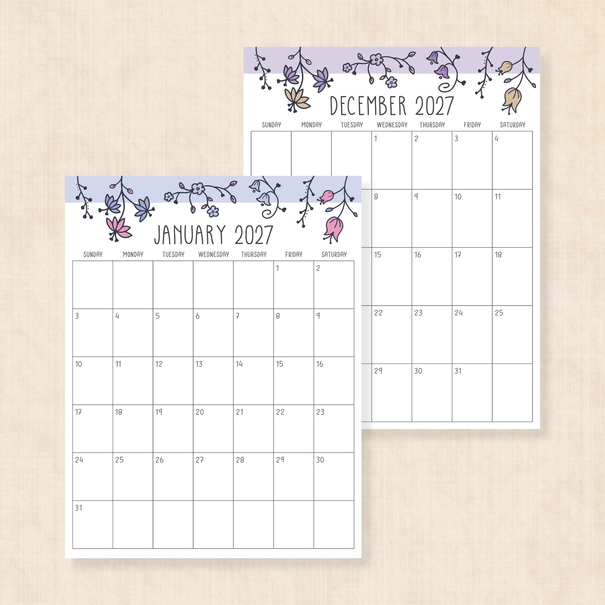 printable 2027 calendar