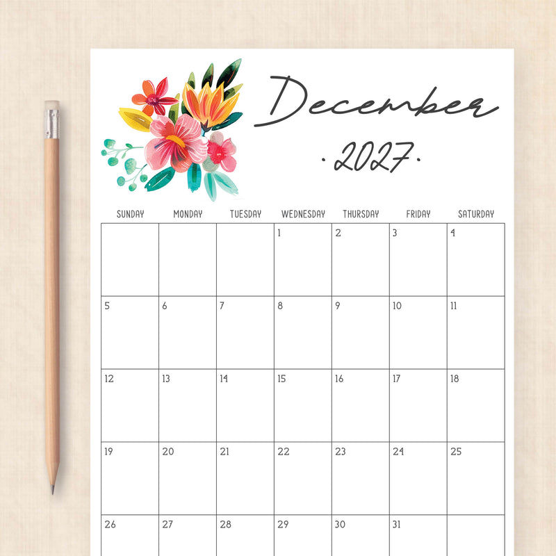 printable 2027 calendar