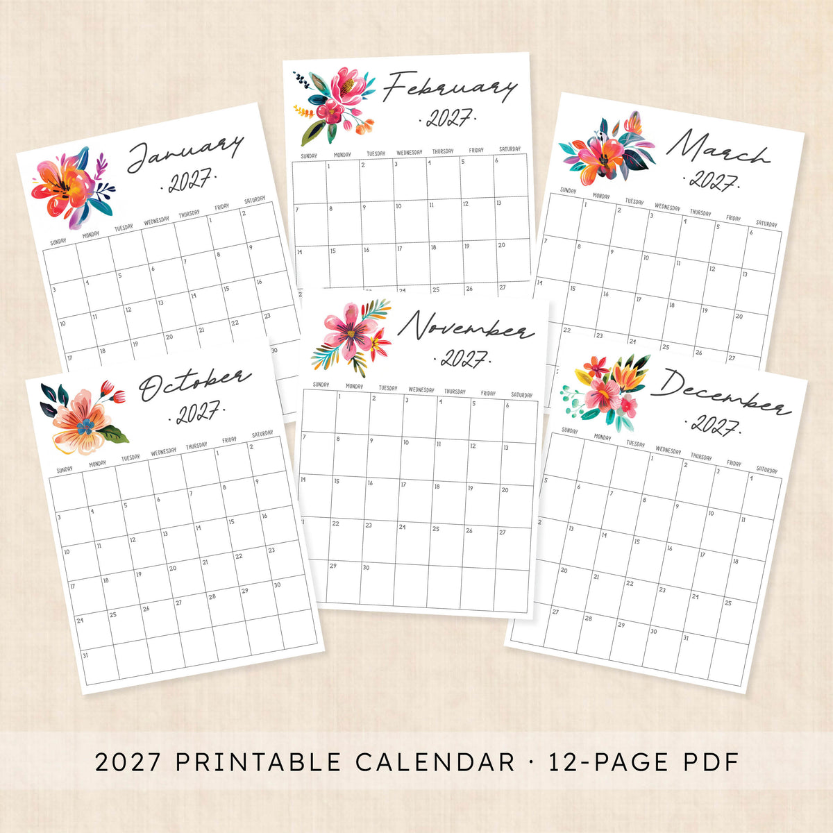 printable 2027 calendar