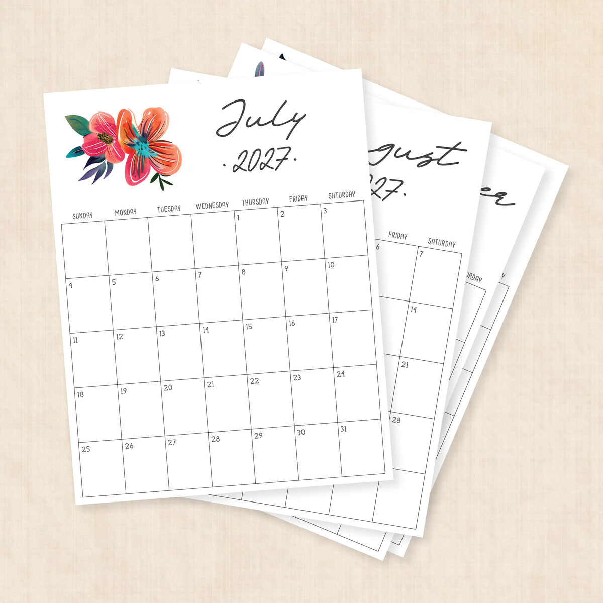 printable 2027 calendar