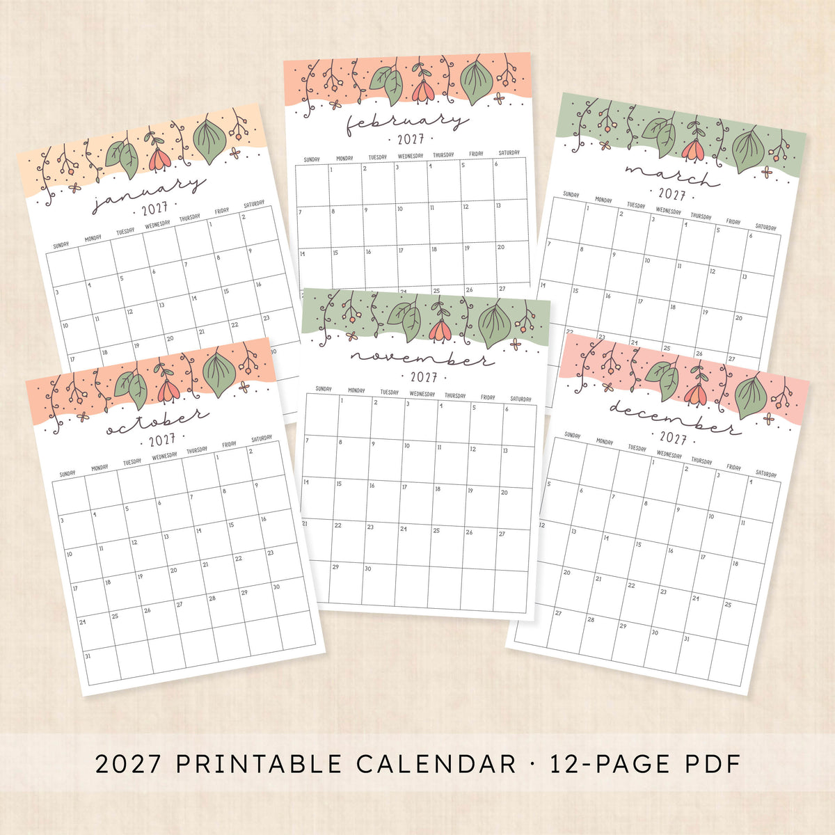 printable 2027 calendar