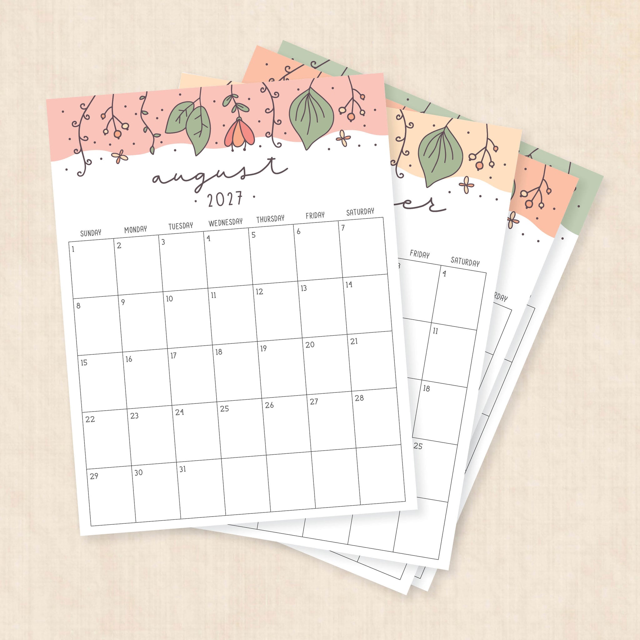 printable 2027 calendar