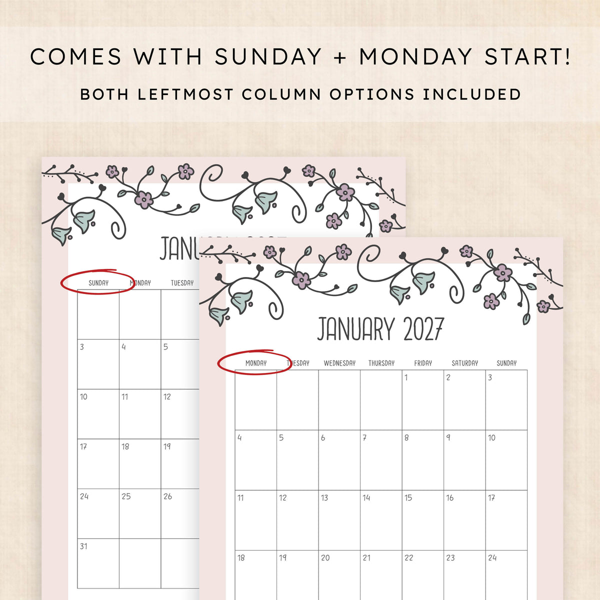 printable 2027 calendar