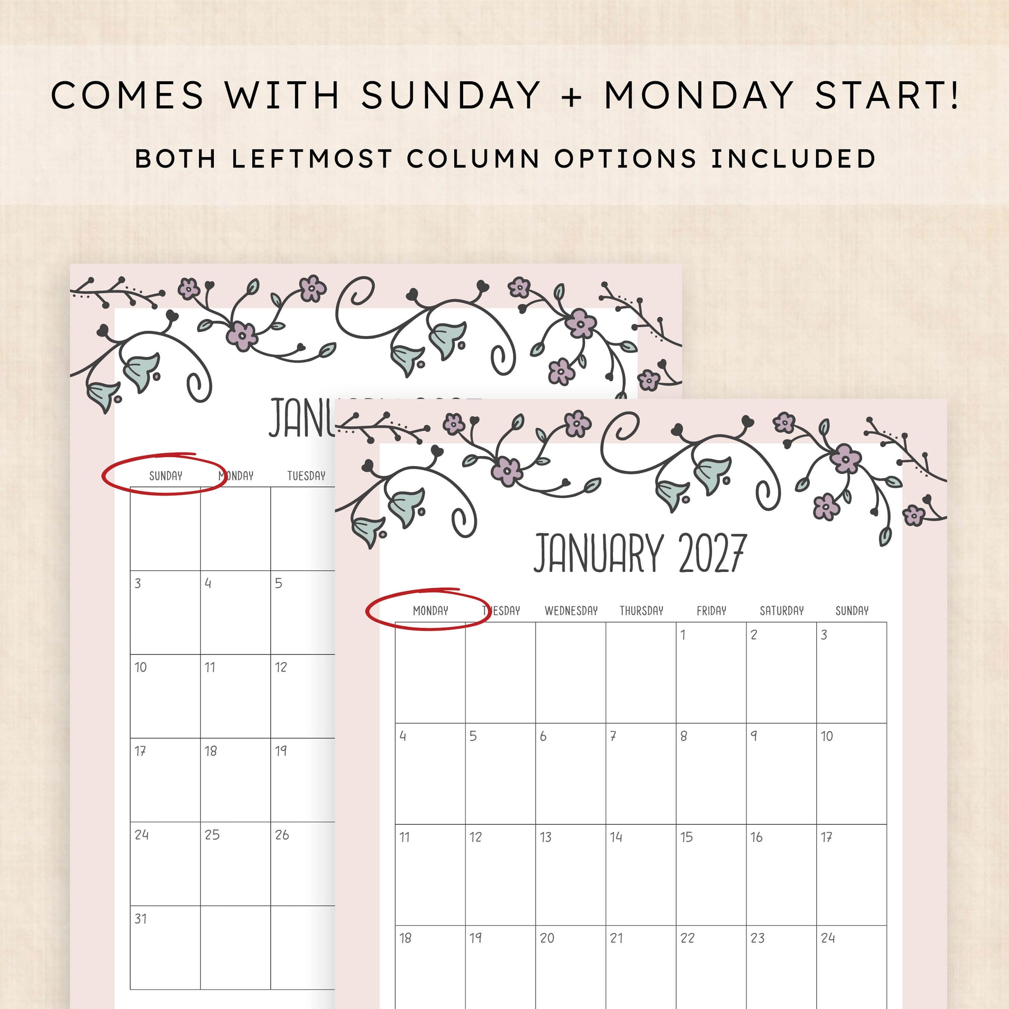 printable 2027 calendar
