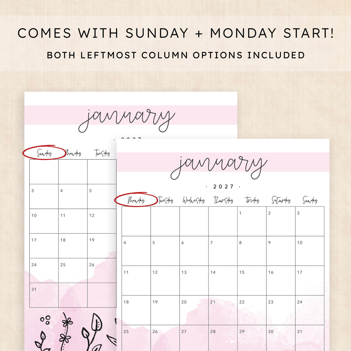 printable 2027 calendar