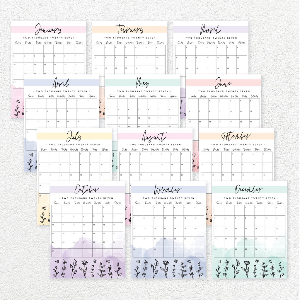 printable 2027 calendar