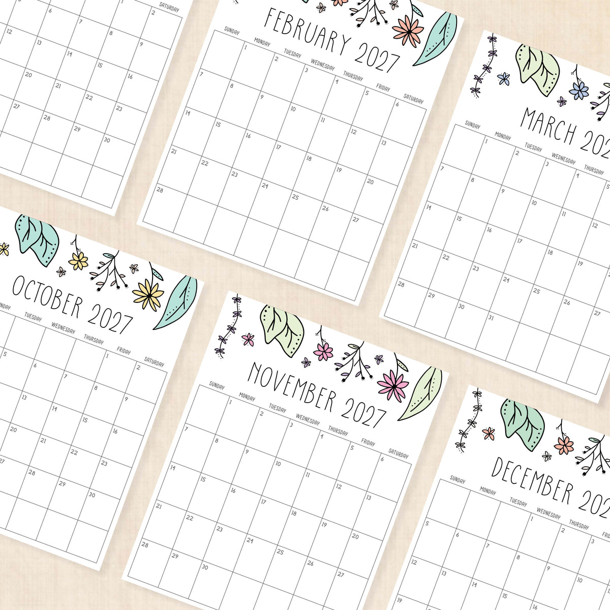 printable 2027 calendar