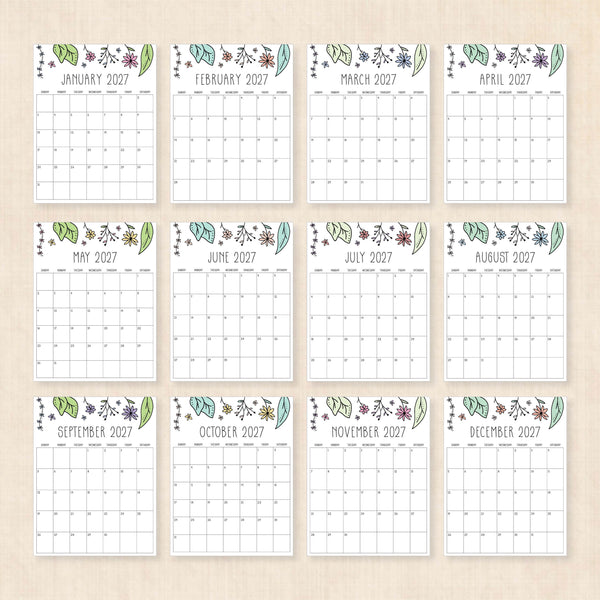 printable 2027 calendar