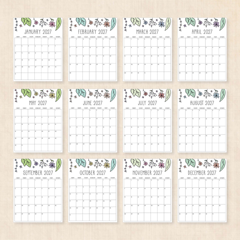 printable 2027 calendar