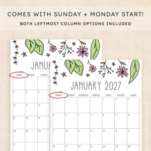 printable 2027 calendar