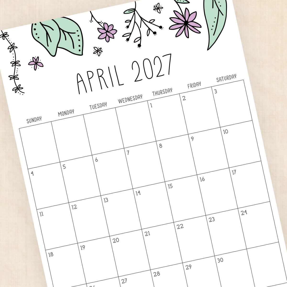 printable 2027 calendar