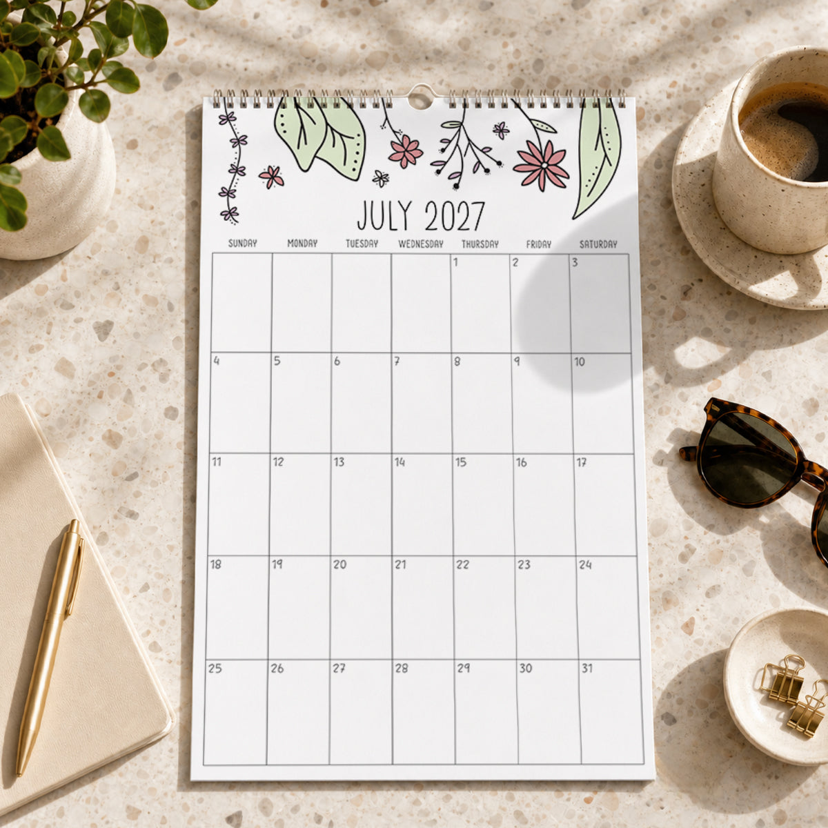 2027 Wall Calendar: Rhododendron Rain
