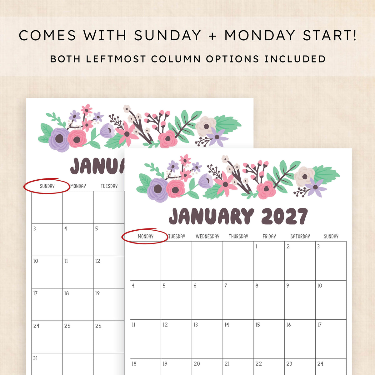 printable 2027 calendar