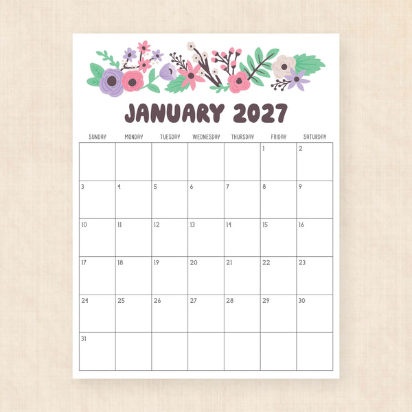 printable 2027 calendar