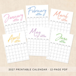 printable 2027 calendar