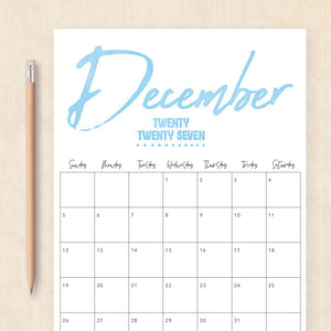 printable 2027 calendar