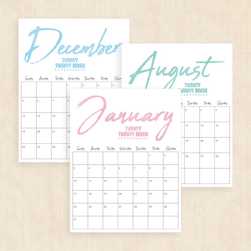 printable 2027 calendar
