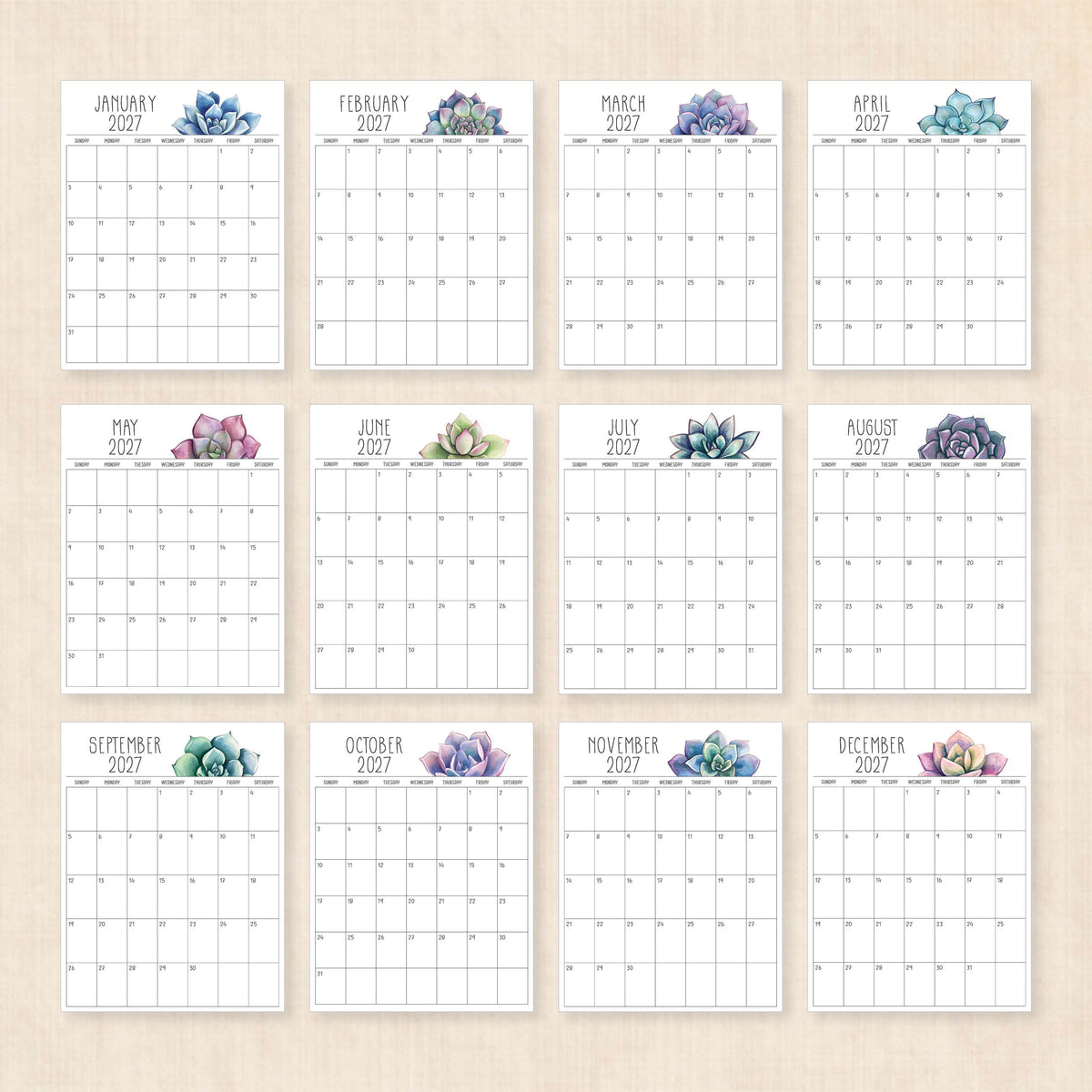 printable 2027 calendar