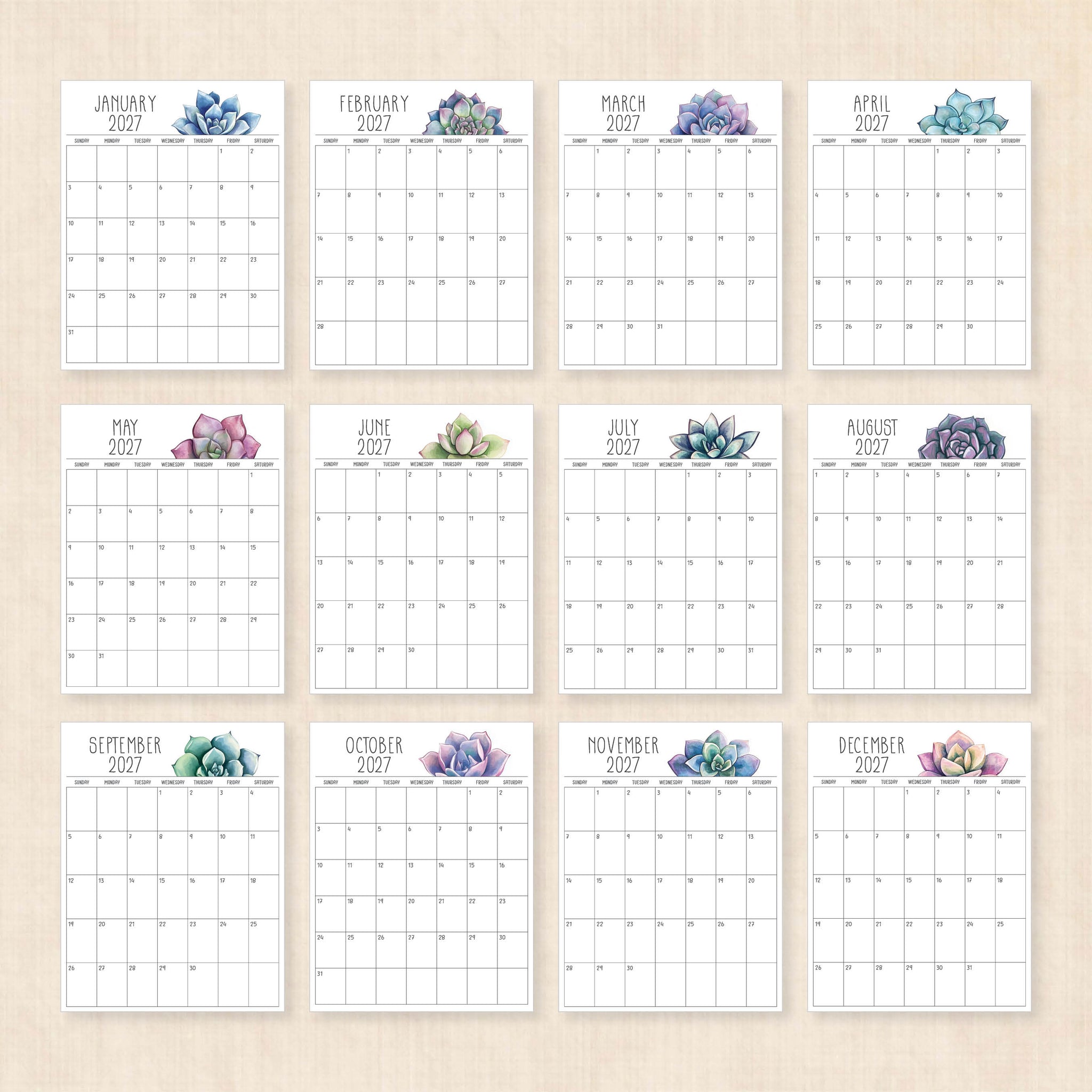 printable 2027 calendar