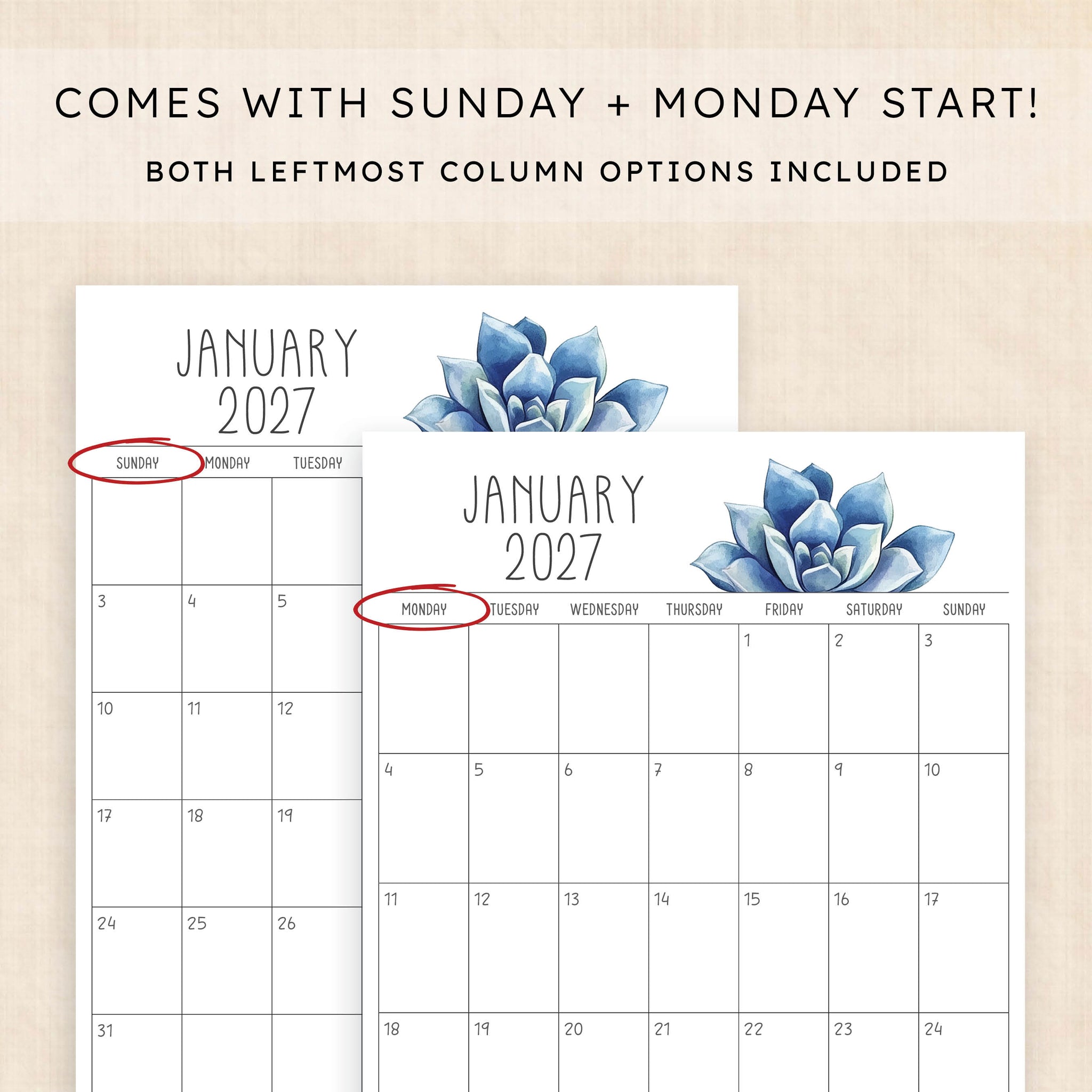 printable 2027 calendar