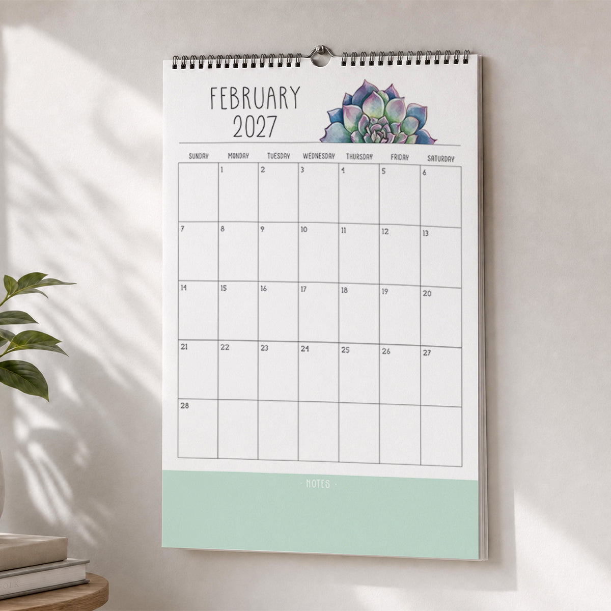 2027 Wall Calendar: Sunkissed Succulents