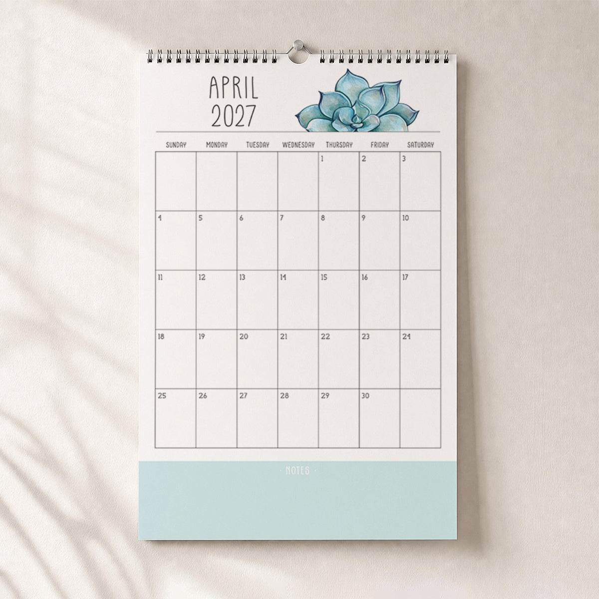 2027 Wall Calendar: Sunkissed Succulents
