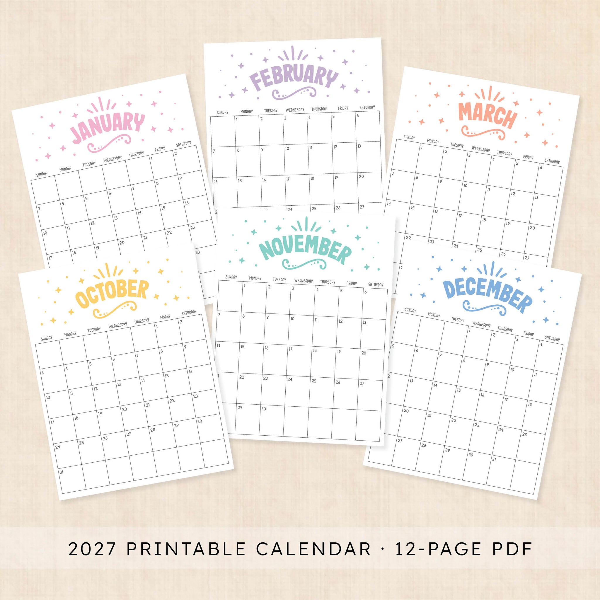 printable 2027 calendar
