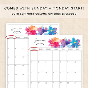 printable 2027 calendar