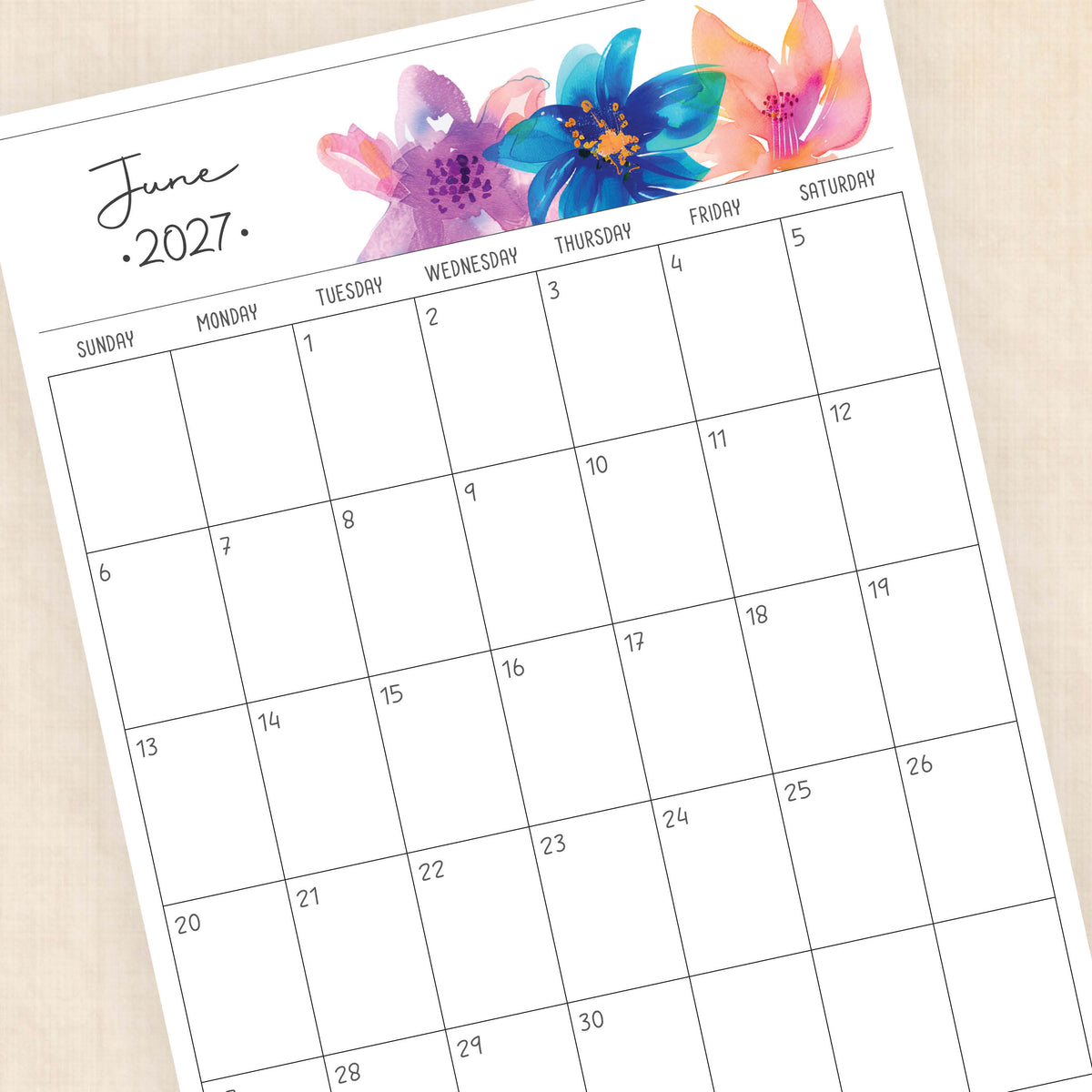 printable 2027 calendar