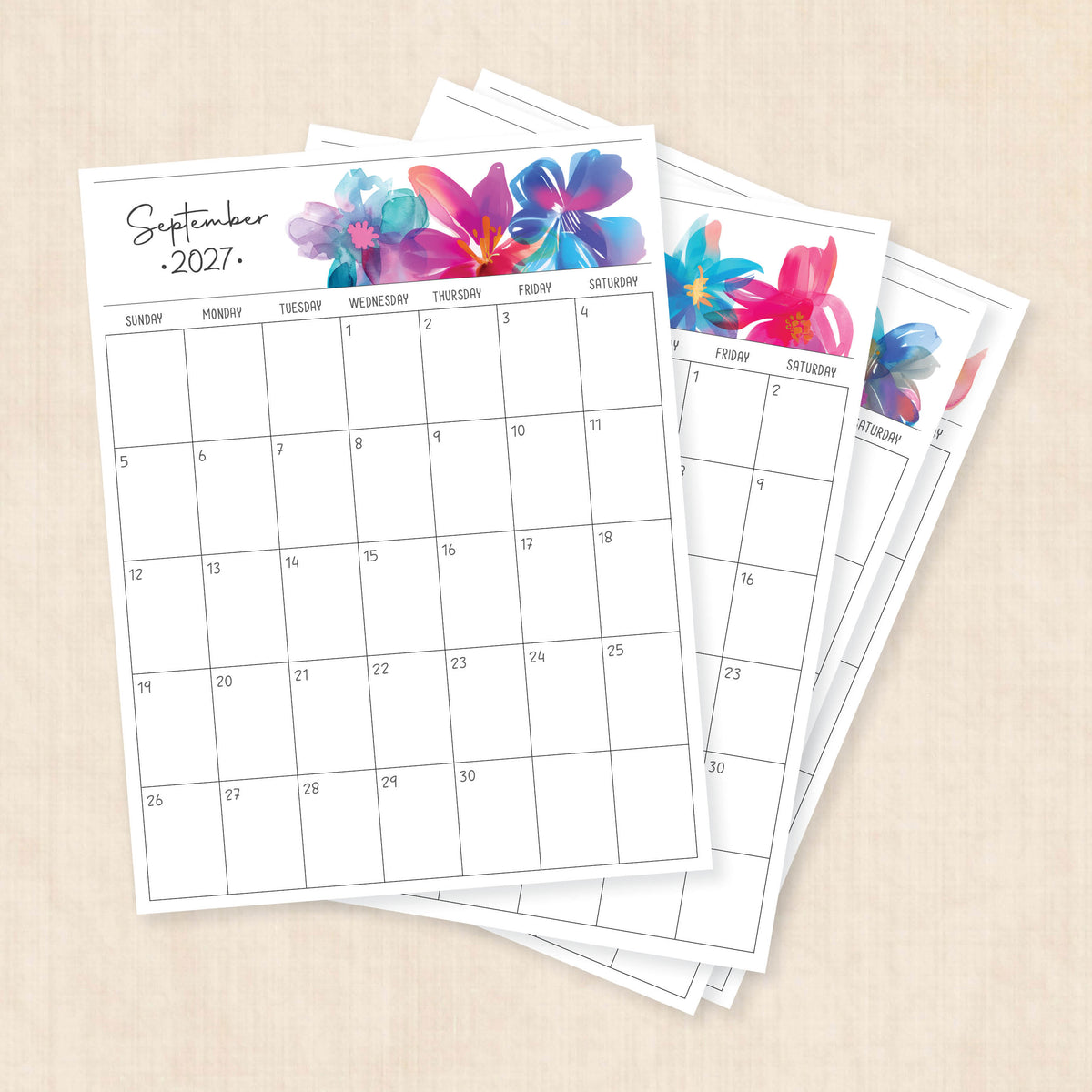 printable 2027 calendar
