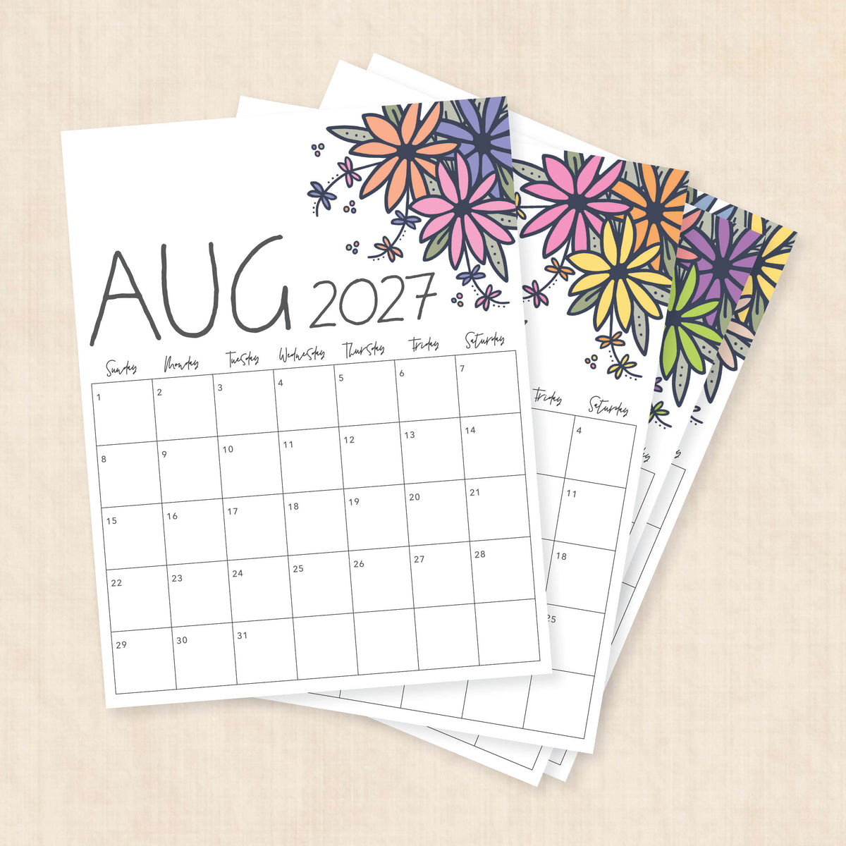 printable 2027 calendar