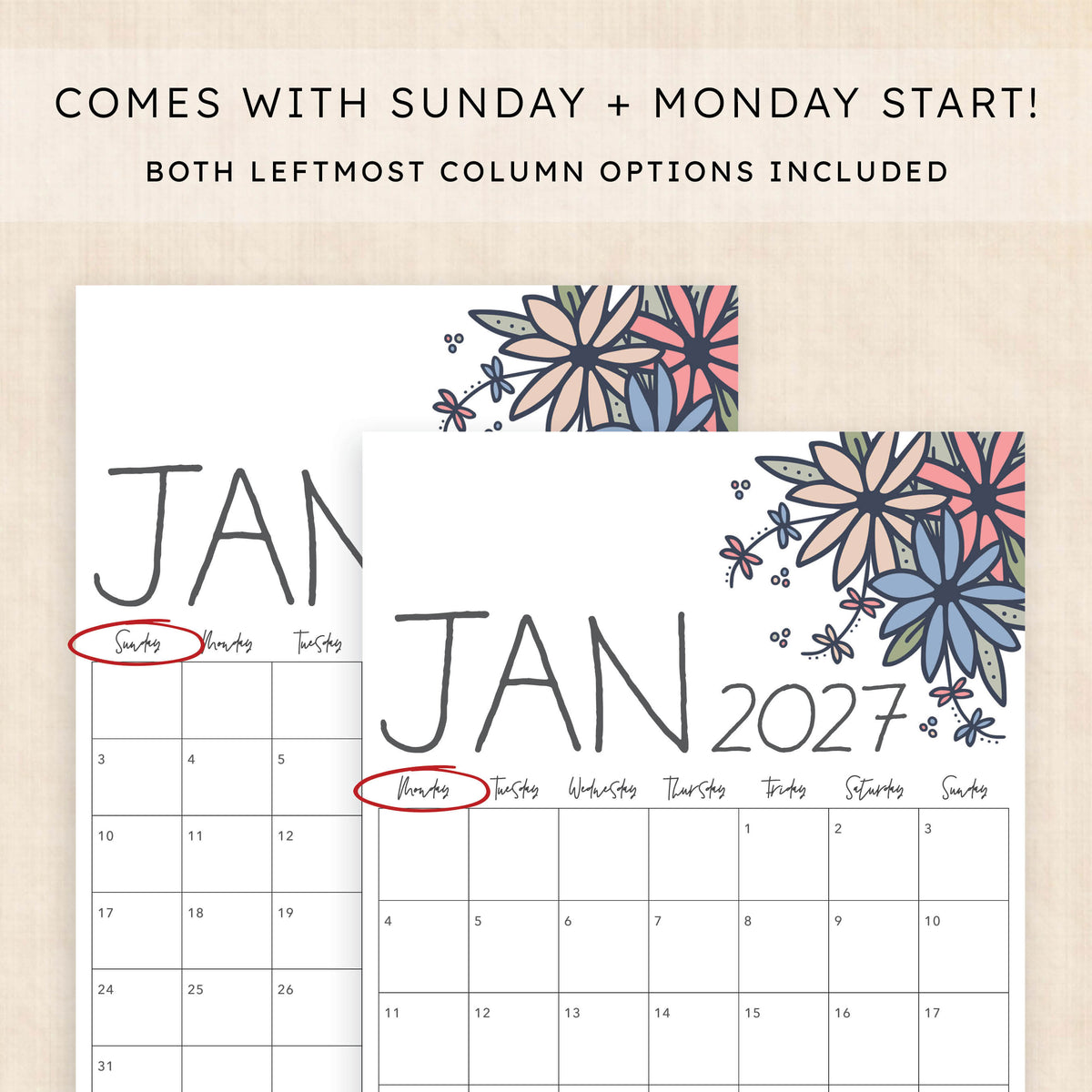 printable 2027 calendar
