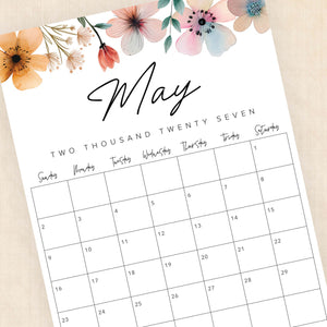 printable 2027 calendar