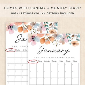 printable 2027 calendar