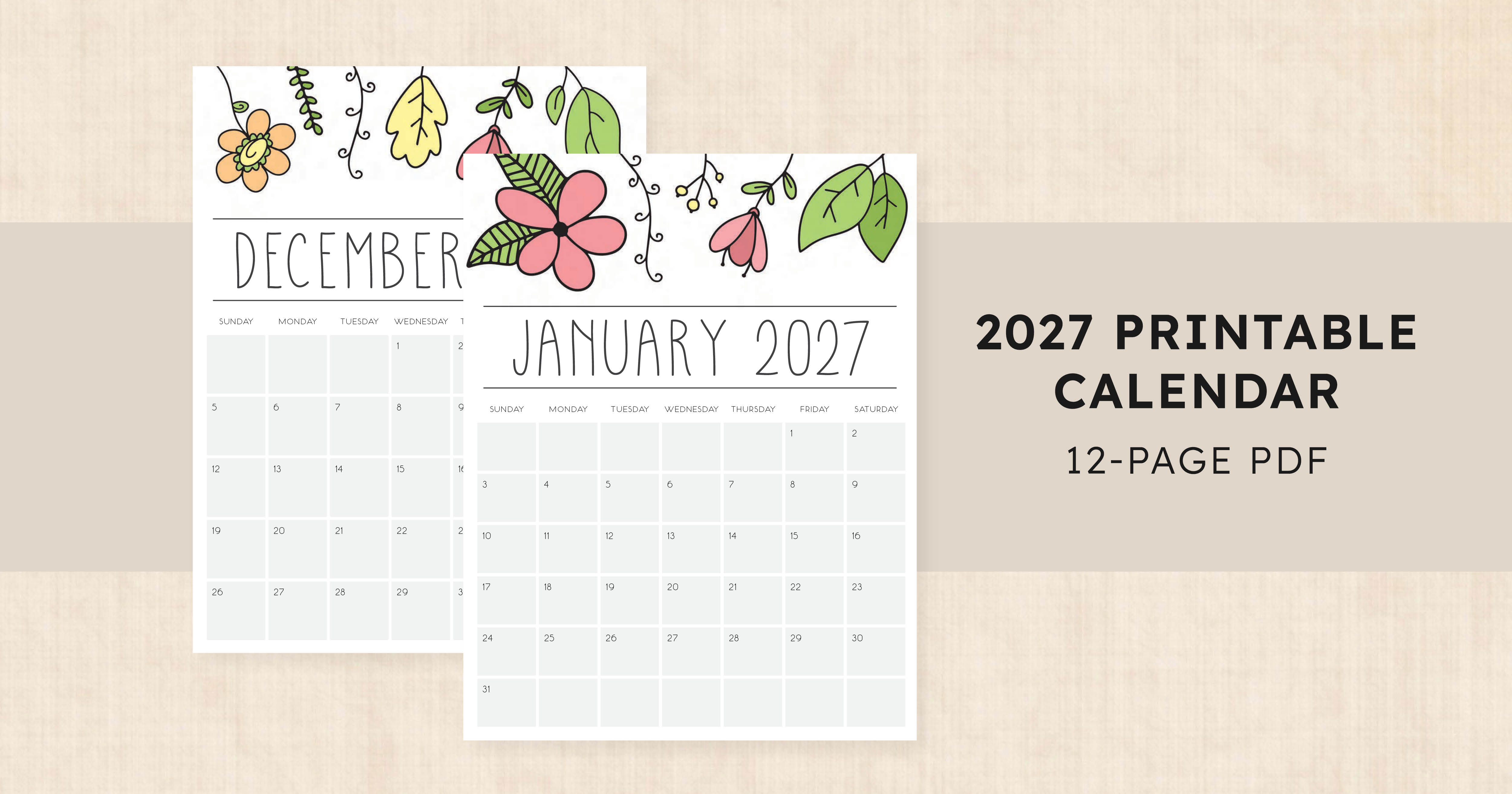 Printable 2027 Calendar &middot; Opulent Orchids