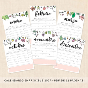 calendario 2027 para imprimir