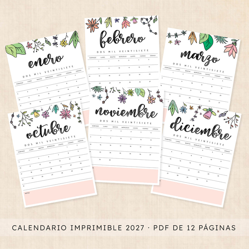 calendario 2027 para imprimir