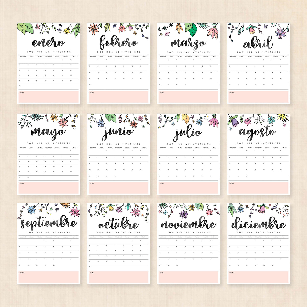 calendario 2027 para imprimir