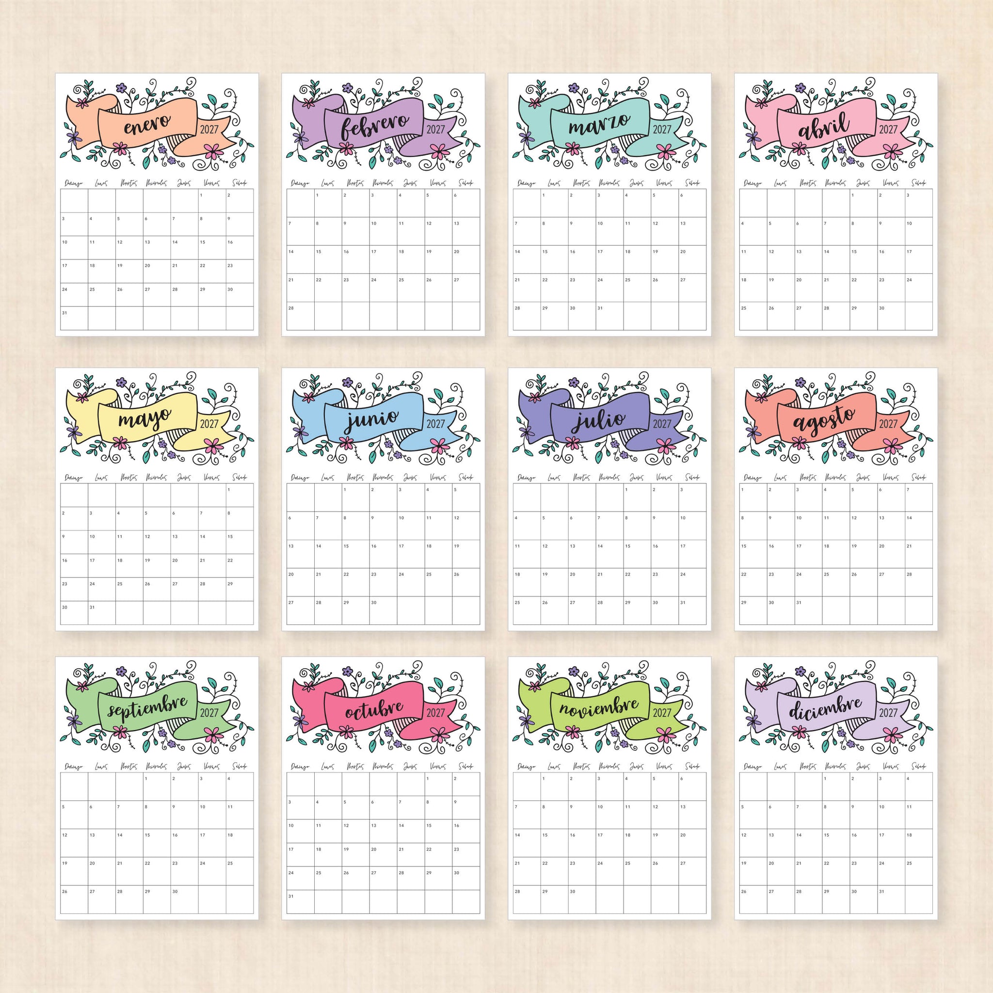 calendario 2027 para imprimir