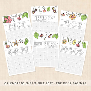 calendario 2027 para imprimir