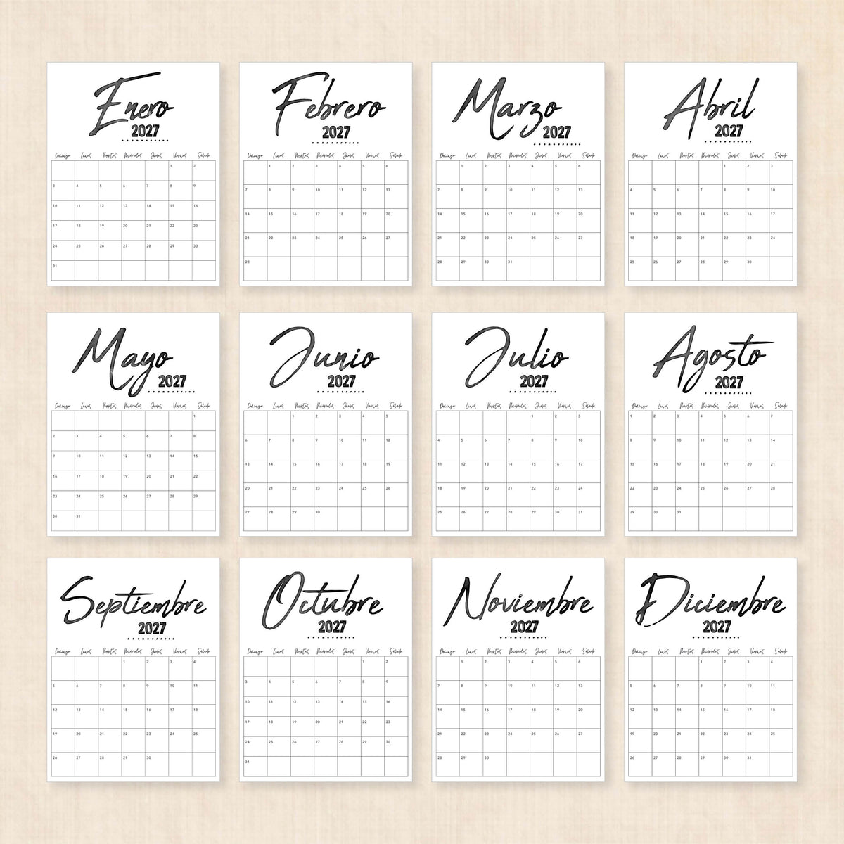 calendario 2027 para imprimir