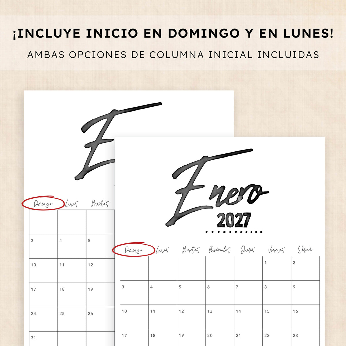 calendario 2027 para imprimir