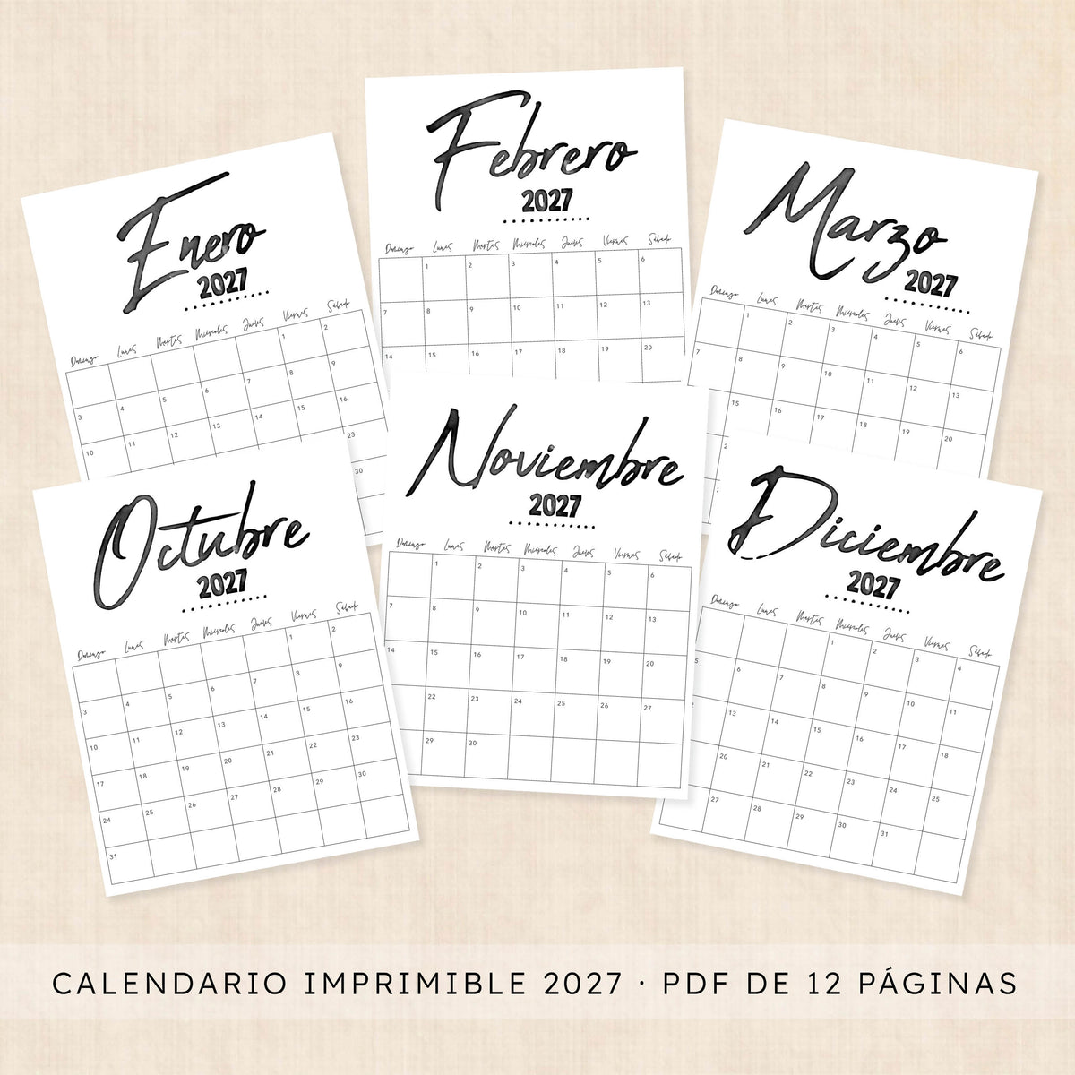 calendario 2027 para imprimir