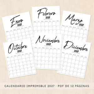 calendario 2027 para imprimir